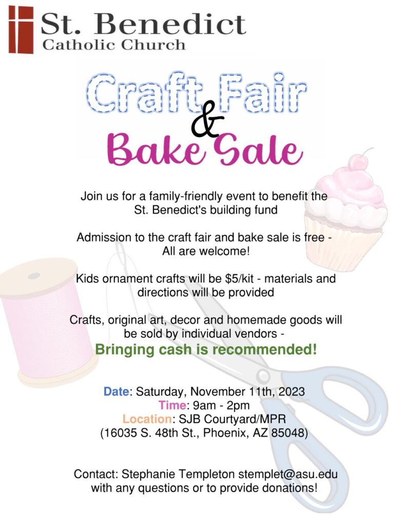 St Benedict Craft Fair And Bake Sale The Catholic Sun