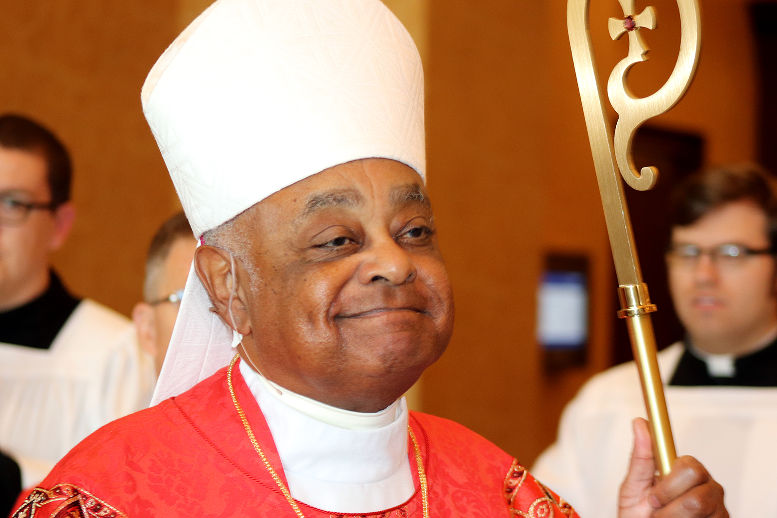 Cardinal Wilton Gregory, Archbishop of Washington, speaks to reporters  after Ash Wednesday mass whichmarks the beginning of Lent at Saint Matthew  the Apostle Cathedral in Washington, Wednesday, March, 2, 2022. ( AP