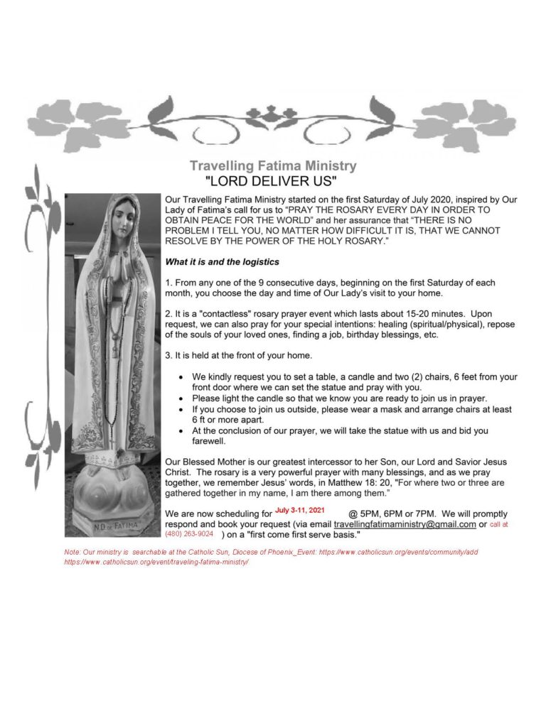July 2021 Traveling Fatima Ministry The Catholic Sun